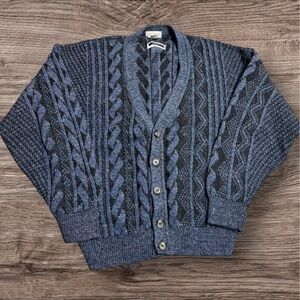 Vtg Collectif ITALIA GRANDPA SWEATER M CARDIGAN MADE IN ITALY V-NECK Chunky Knit